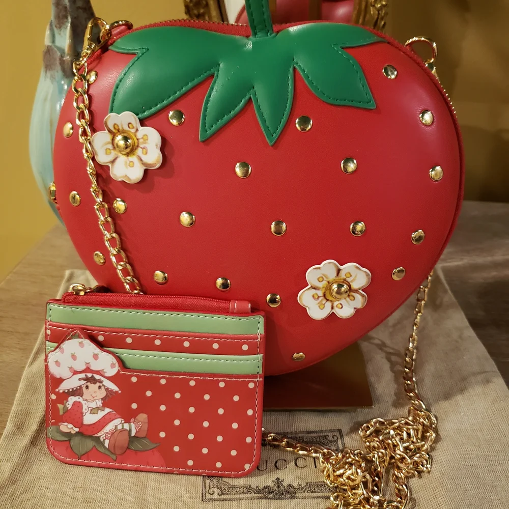 NEW! SET! Strawberry Shortcake Shaped Crossbody Bag & Zip Card Holder - Picture 1 of 5
